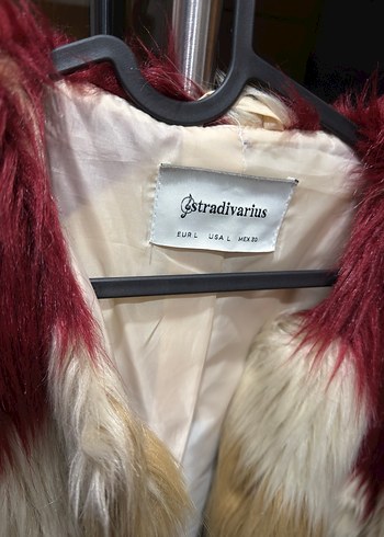 Bordo Zebra Desenli Suni Kürk Ceket - Görsel 3