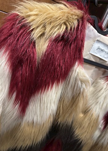 Bordo Zebra Desenli Suni Kürk Ceket - Görsel 2