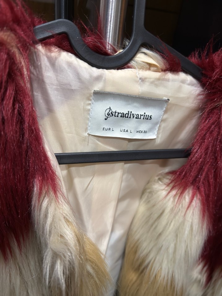 Bordo Zebra Desenli Suni Kürk Ceket - Görsel 3