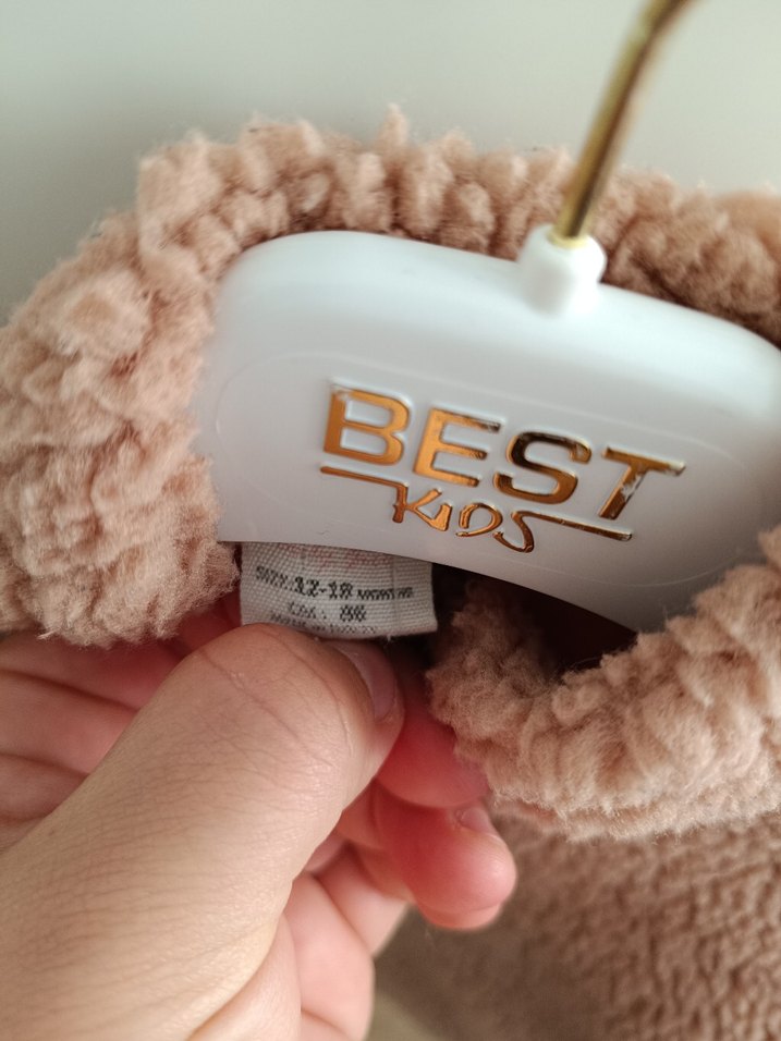 Kız Çocuk Kahverengi Peluş Mont - Görsel 2