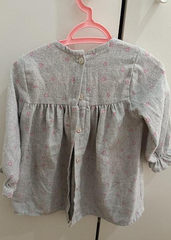 Gri Nakışlı Kız Çocuk Uzun Kollu Keten Elbise - Görsel 3