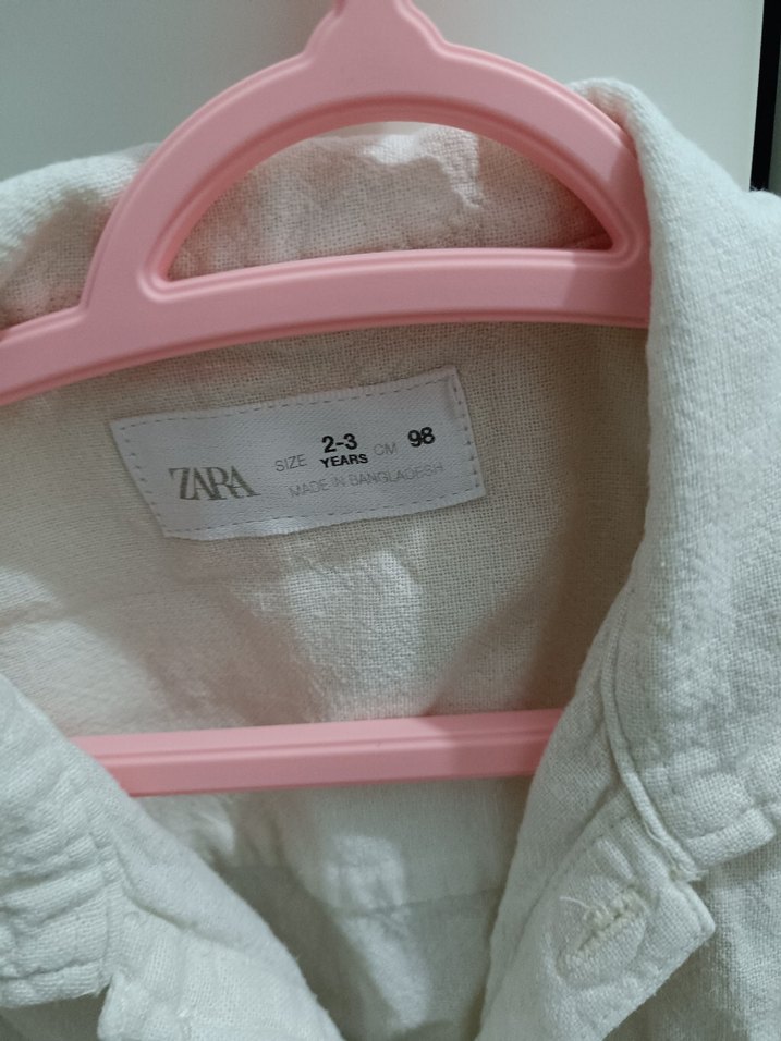 Beyaz Keten Düğmeli çocuk Gömlek - Görsel 2