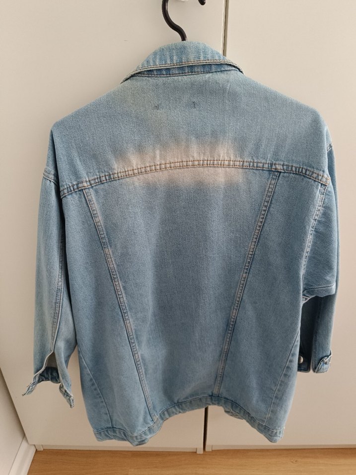 Düğmeli Mavi Kadın Denim Ceket - Görsel 3