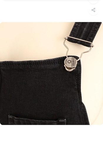 Siyah hamile Denim Uzun Salopet - Görsel 2