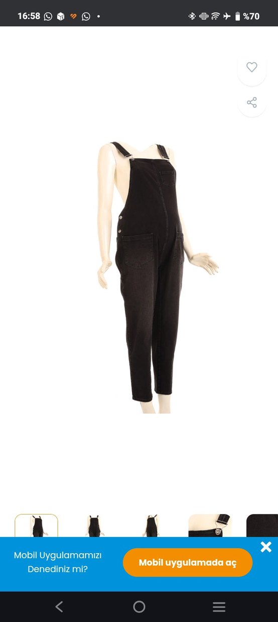 Siyah hamile Denim Uzun Salopet - Görsel 4