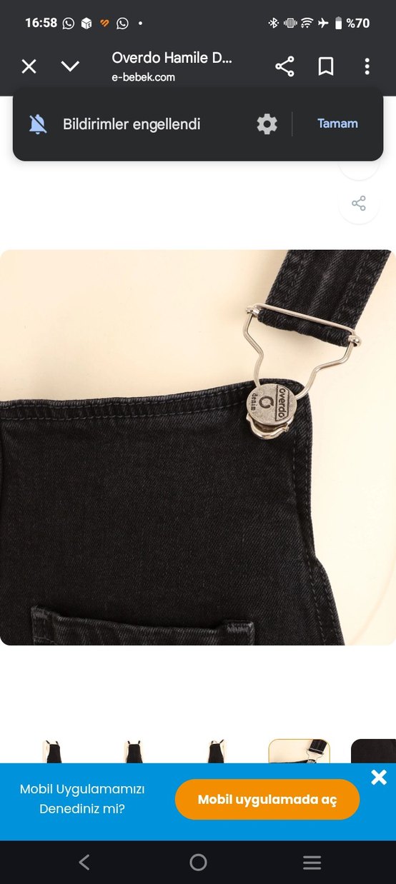 Siyah hamile Denim Uzun Salopet - Görsel 2