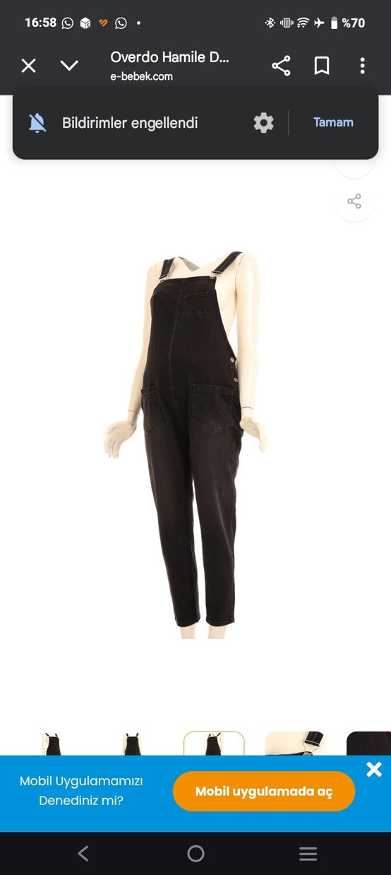 Siyah hamile Denim Uzun Salopet - Görsel 3