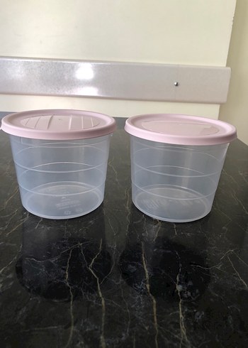 Pastel Pembe Kapaklı Plastik Saklama Kabı Seti