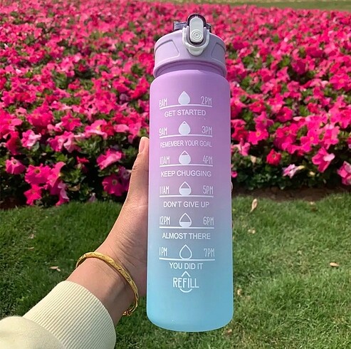 Motivasyonel Pipetli Su Matarası 900 ml