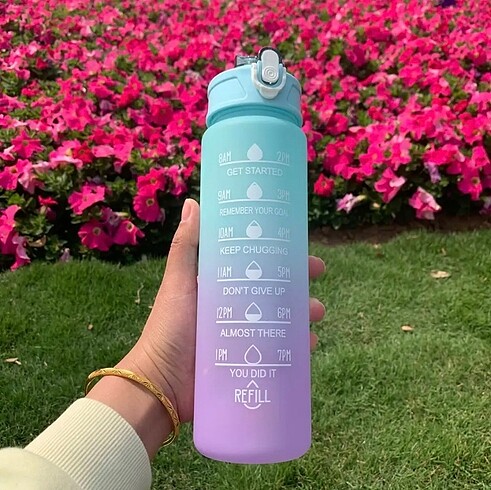 Motivasyonel Pipetli Su Matarası 900 ml