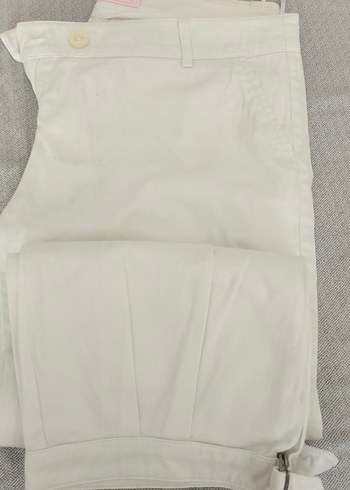 Beyaz Kadın Pamuklu Kumaş Pantolon