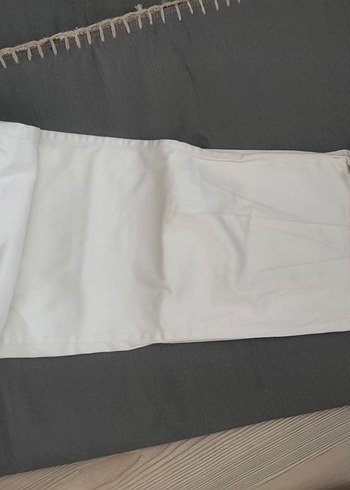 36 Beden Beyaz Kadın Pamuklu Kumaş Pantolon