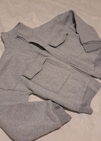 m Beden gri Renk Gri Fermuarlı Erkek Polar Sweatshirt