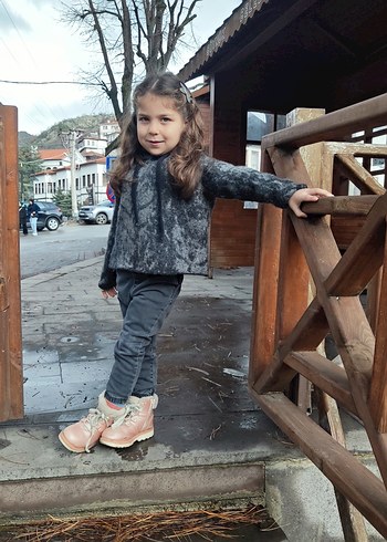 Gri Kapüşonlu Bağcıklı çocuk Kazak - Görsel 8