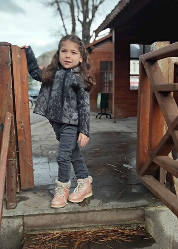 Gri Kapüşonlu Bağcıklı çocuk Kazak - Görsel 7