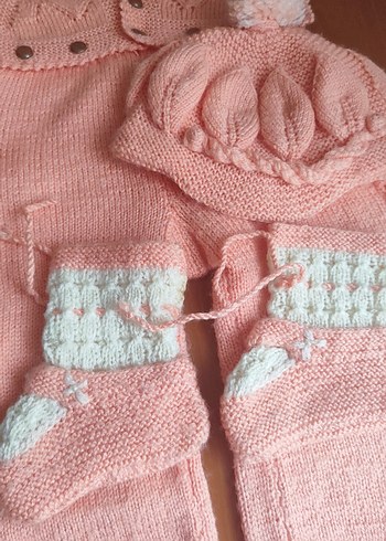 Nakışlı Pembe Kız bebek tulum takım - Görsel 8