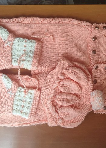 Nakışlı Pembe Kız bebek tulum takım - Görsel 3