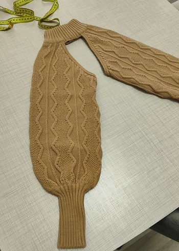 Kadın Camel renk Balıkçı Yaka Kısa Triko Kazak - Görsel 6