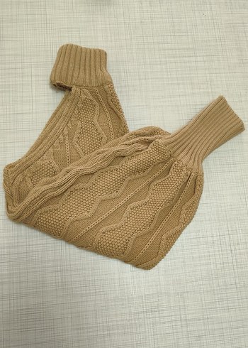 Kadın Camel renk Balıkçı Yaka Kısa Triko Kazak - Görsel 9