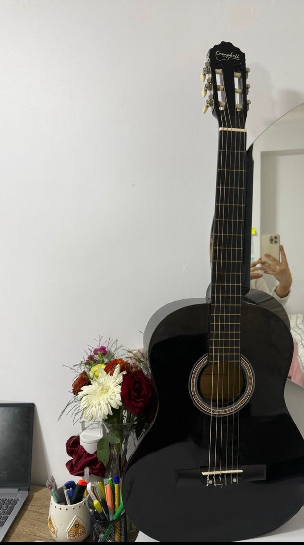 Klasik Siyah Akustik Gitar - Görsel 3