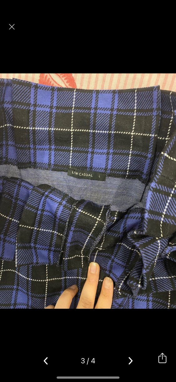 Kemerli Lacivert Ekose Mini Etek - Görsel 2