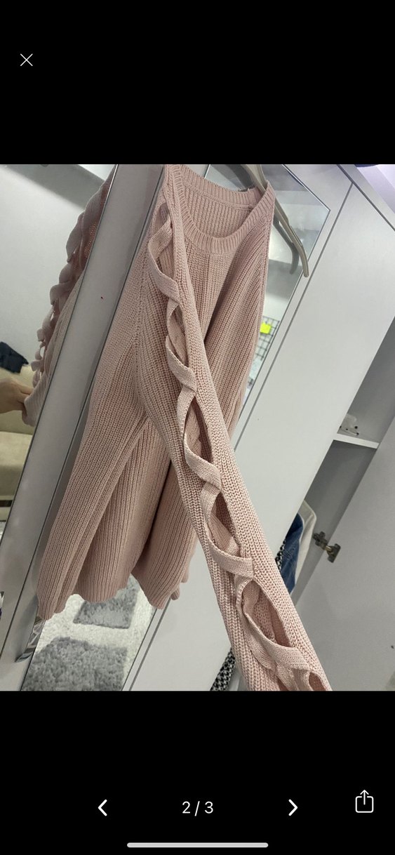 Pudra Örgü Kadın Triko Kazak - Görsel 2
