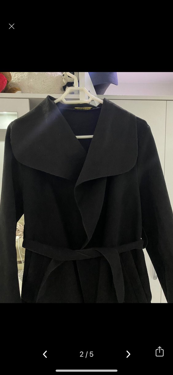 Siyah Kuşaklı Kadın Kaban - Görsel 2