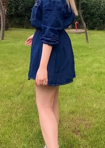 Kadın Mavi Denim Mini Etek - Görsel 5