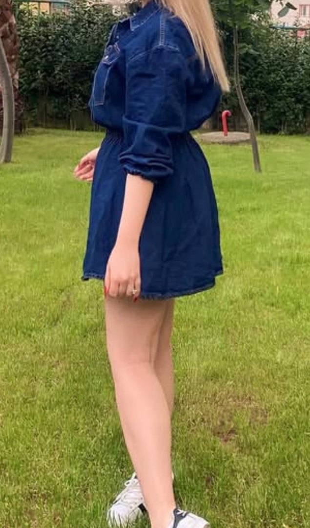 Kadın Mavi Denim Mini Etek - Görsel 5