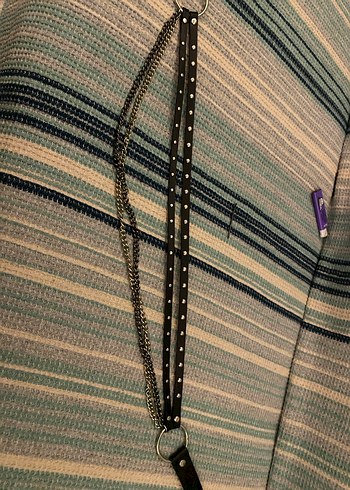 Zincir Detaylı Siyah Deri Kadın Kemer - Görsel 2