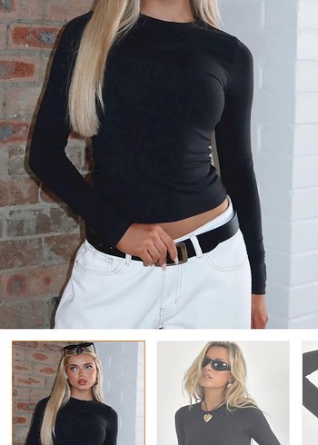 Beyaz - Siyah Uzun Kollu Kadın Bluz - Görsel 3