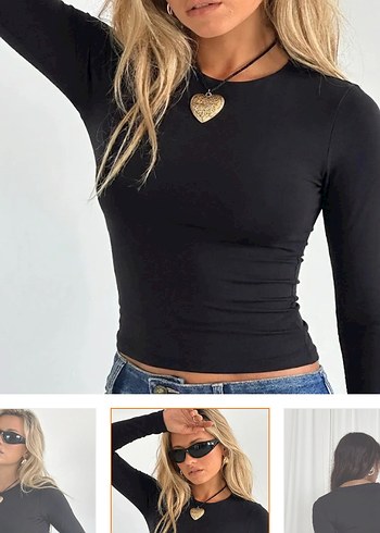 Beyaz - Siyah Uzun Kollu Kadın Bluz - Görsel 4