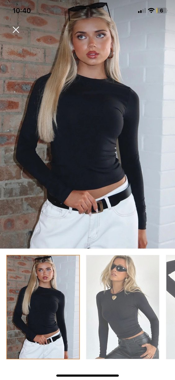 Beyaz - Siyah Uzun Kollu Kadın Bluz - Görsel 3