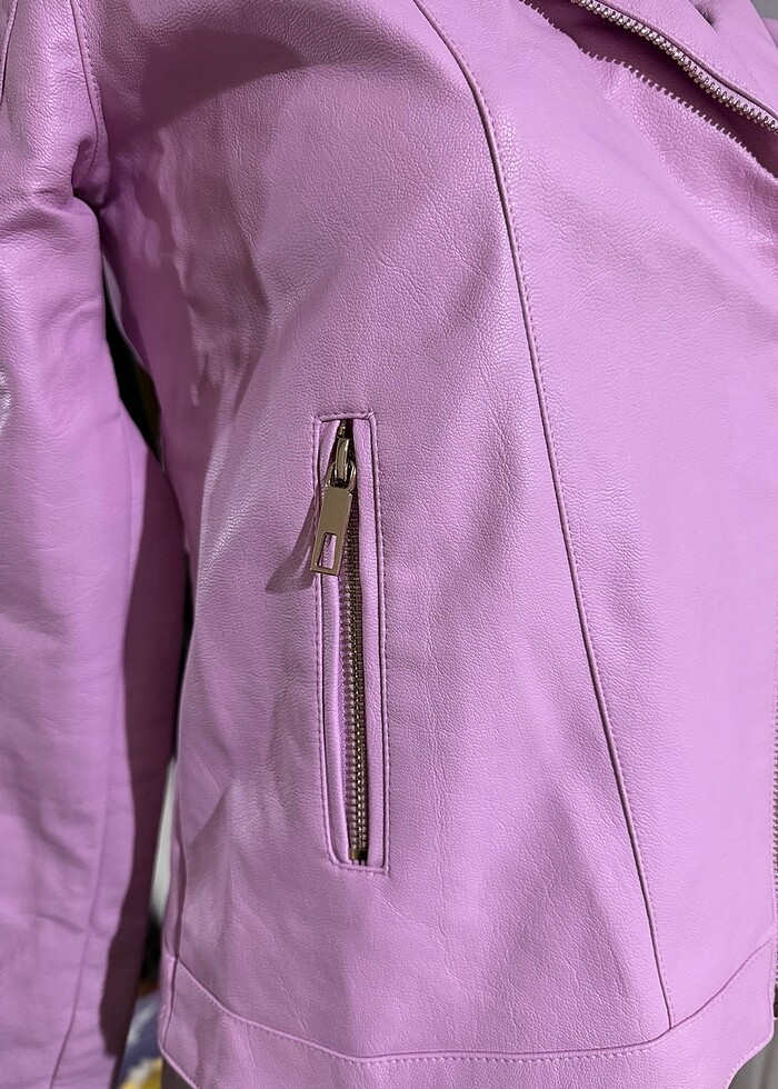 Lila deri ceket - Görsel 3
