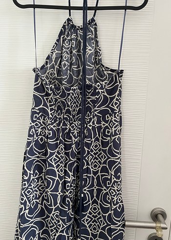 Nakışlı Uzun Lacivert Bohem Elbise - Görsel 5