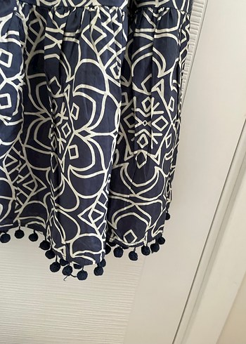 Nakışlı Uzun Lacivert Bohem Elbise - Görsel 3