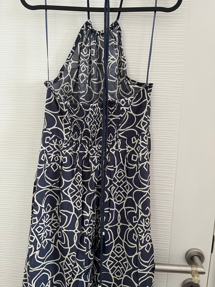 Nakışlı Uzun Lacivert Bohem Elbise - Görsel 5