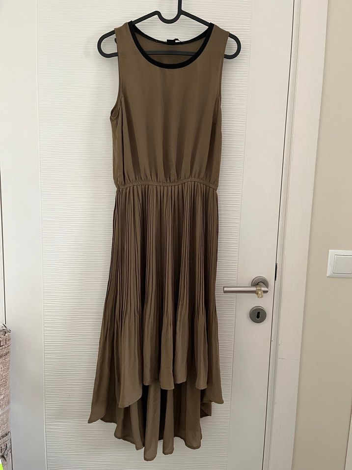 Haki  Kadın Pilili Uzun Elbise - Görsel 3