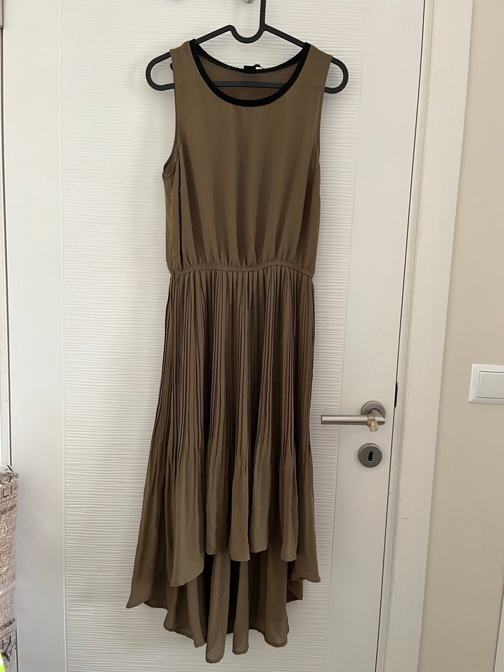 Haki  Kadın Pilili Uzun Elbise - Görsel 2