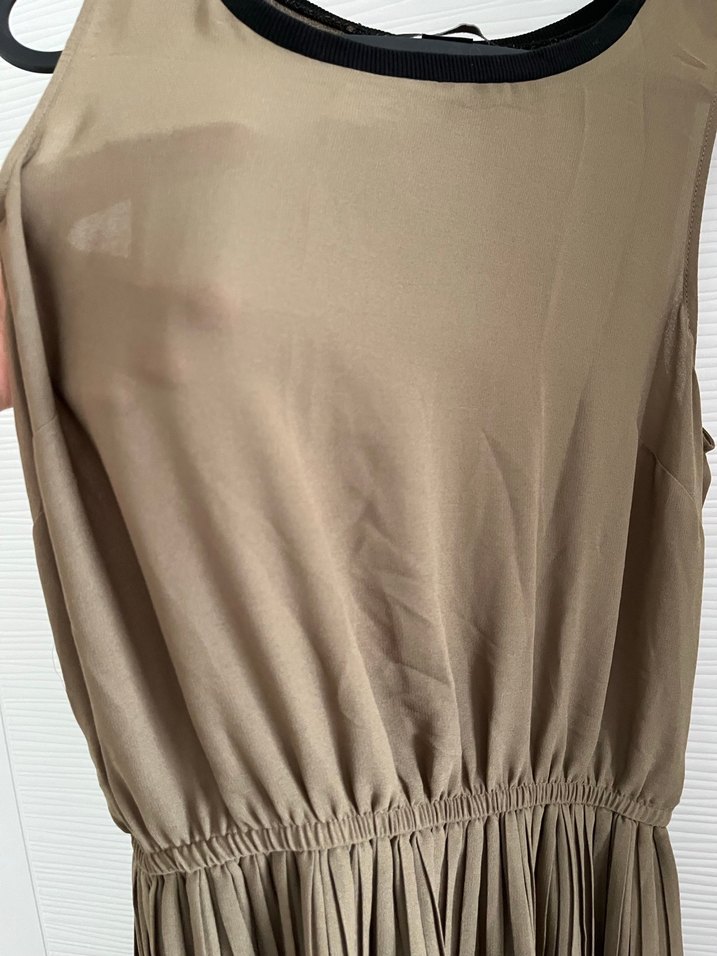 Haki  Kadın Pilili Uzun Elbise - Görsel 5