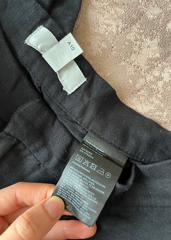 Siyah Keten Midi Bol Kesim Kadın Pantolon - Görsel 2