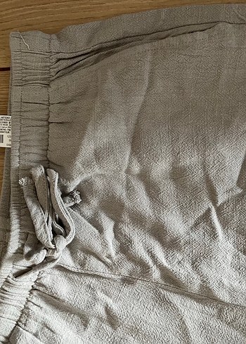 Gri Keten Rahat Kesim Kadın Pantolon - Görsel 3