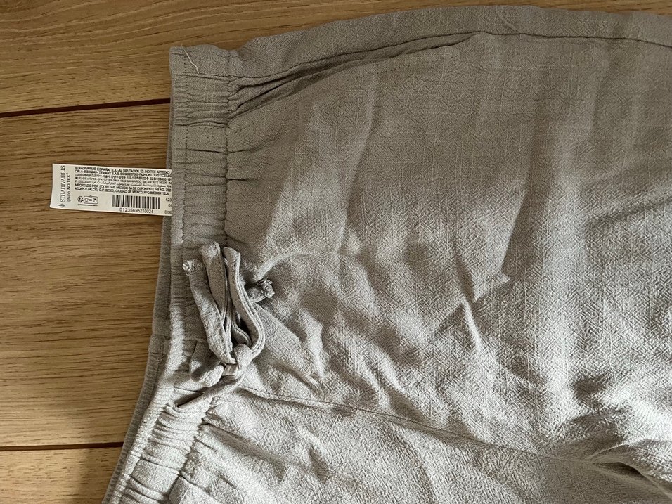 Gri Keten Rahat Kesim Kadın Pantolon - Görsel 3