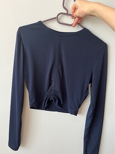 Lacivert crop bluz