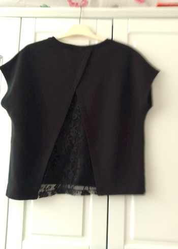 Gina Siyah Kısa Kollu Oversize Crop Top
