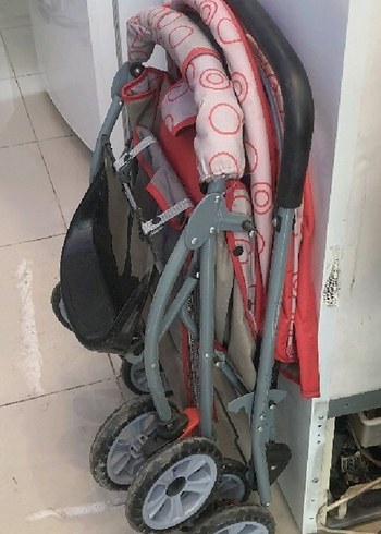 Kırmızı Gri Katlanabilir Bebek Arabası