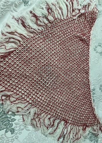 Kırmızı Bohem Fırfırlı Kadın Şal - Görsel 2