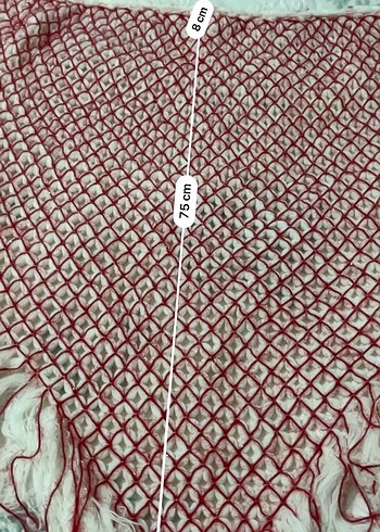 Kırmızı Bohem Fırfırlı Kadın Şal - Görsel 3