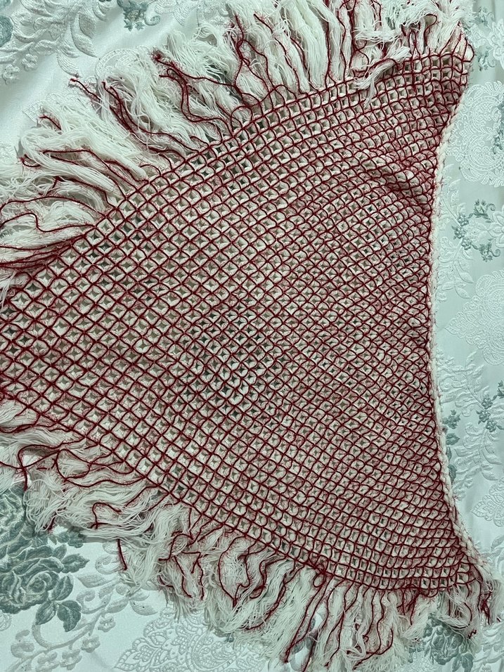 Kırmızı Bohem Fırfırlı Kadın Şal - Görsel 2