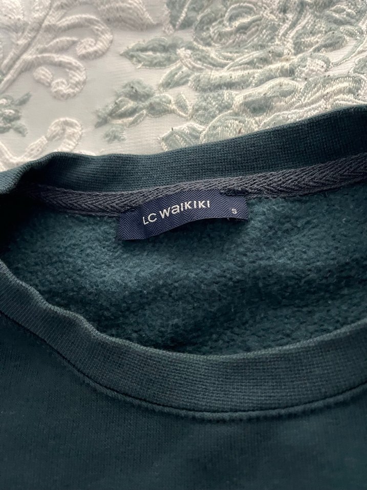 Koyu yeşil erkek  Uzun Kollu Sweatshirt - Görsel 3